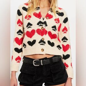 FREE PEOPLE “QUEENIE CARDIGAN”
*NWT $168.00 *SIZE: SMALL *COLOR: BLACK/RED